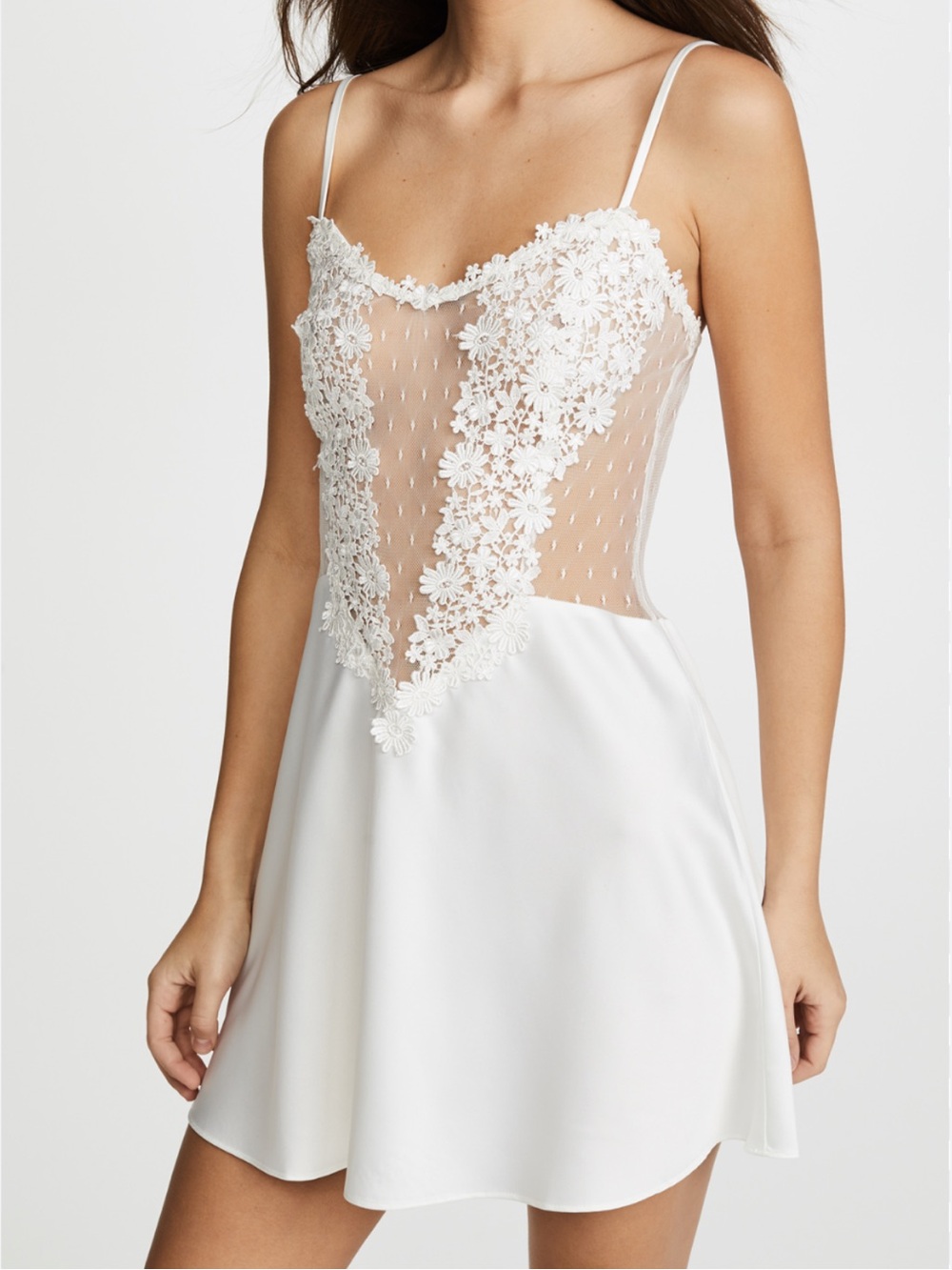 Flora Nikrooz Showstopper Charmeuse Chemise - Ivory - Size M